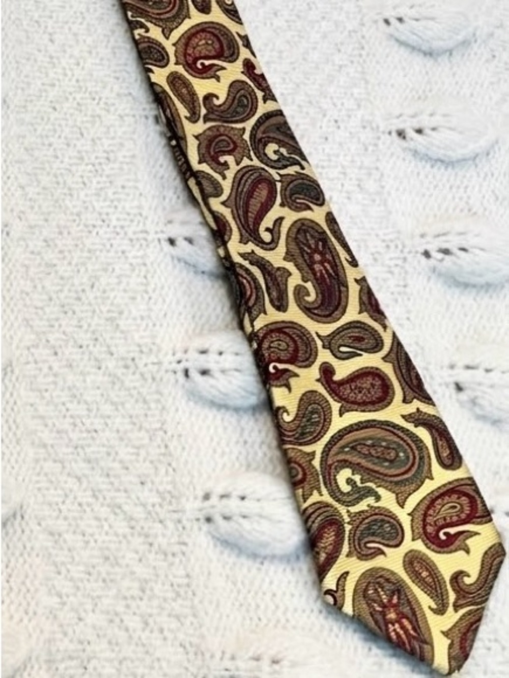 American Living 100% Silk Yellow Red Green Paisley Tie
